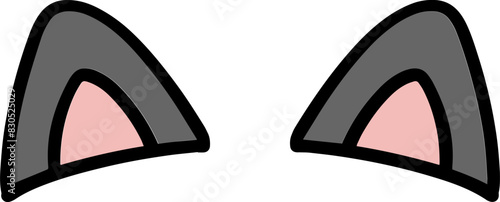 Cat ears illustration icon, cat, ears, cartoon, cute, illustration, color, icon, line,