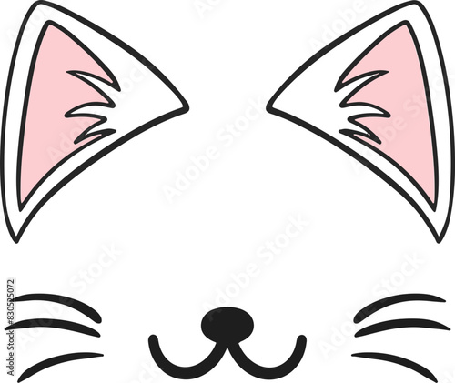 Cat ears illustration icon, cat, ears, cartoon, cute, illustration, color, icon, line,