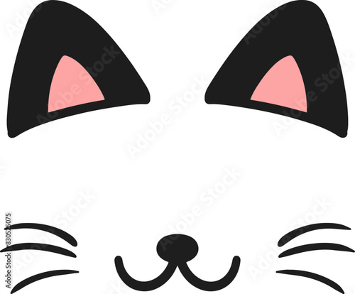 Cat ears illustration icon, cat, ears, cartoon, cute, illustration, color, icon, line,