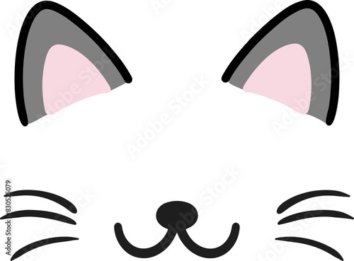 Cat ears illustration icon, cat, ears, cartoon, cute, illustration, color, icon, line,