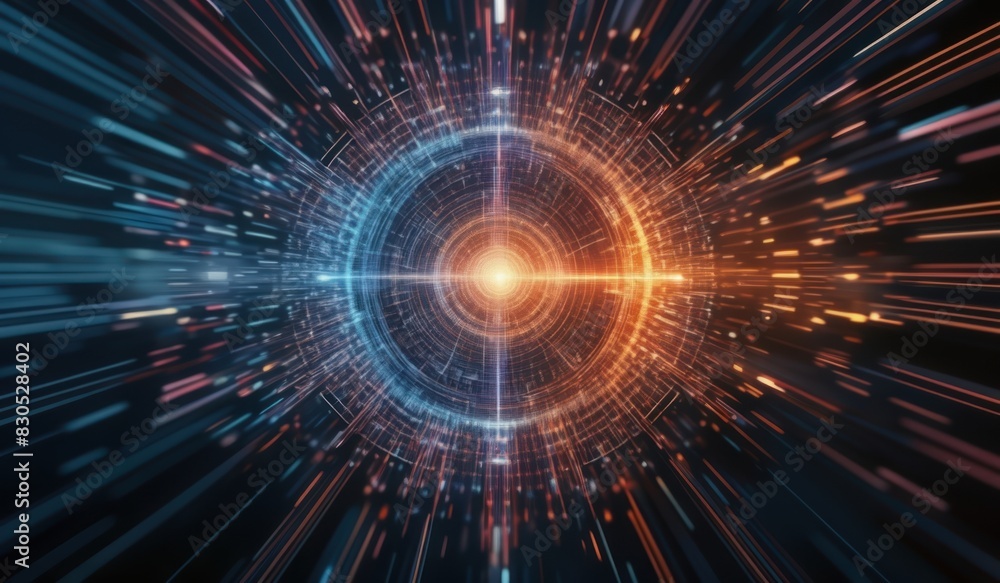 a blue and orange light bursts through a dark background a blue and orange light bursts through a dark background