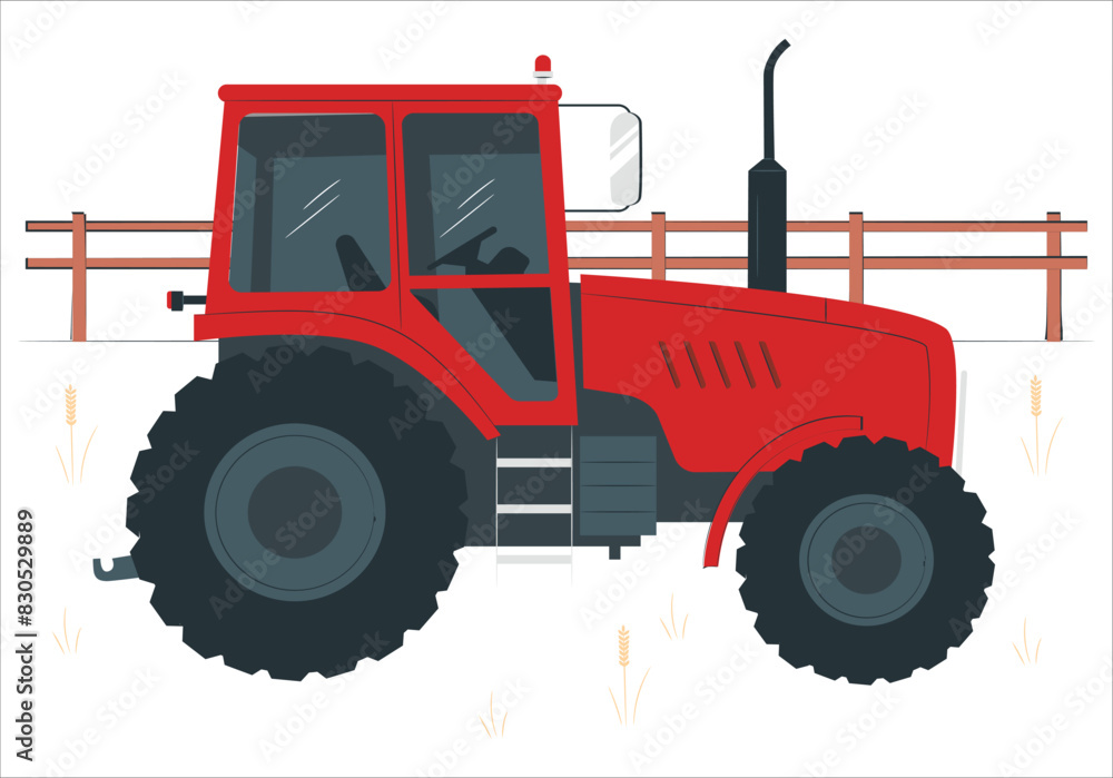 Agriculture concept. Tractor plowing the field on rural landscape ...