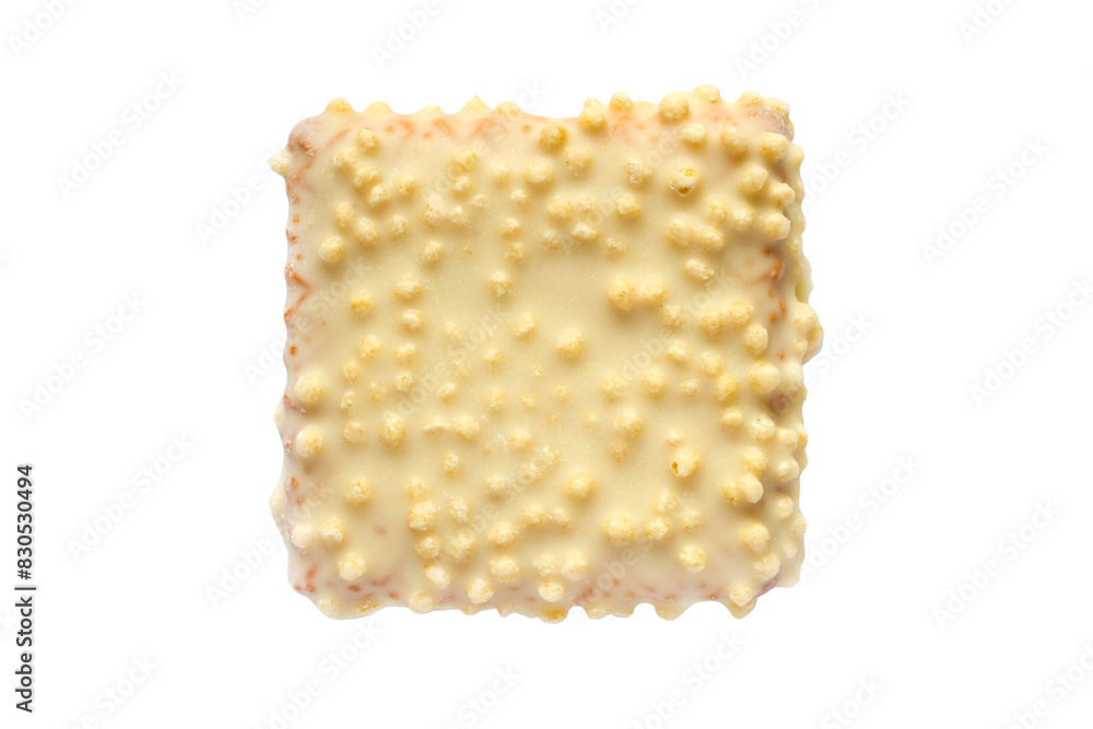 Cookies in white chocolate coating isolated on a white background. Close-up of cookies. Cookies in white chocolate coating isolated on a white background. Close-up of cookies.