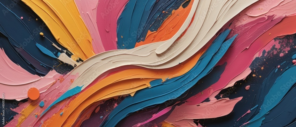Abstract art with bold, textured colors vibrant pinks, yellows, oranges, blues, and dark tones. Abstract art with bold, textured colors vibrant pinks, yellows, oranges, blues, and dark tones.