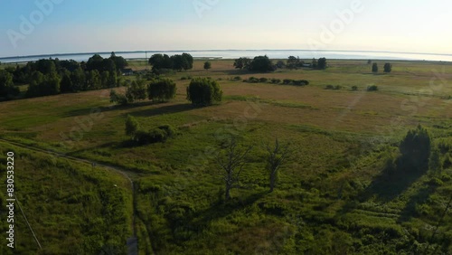 Aerial View of Slovansky Slovincian National Park on Baltic Coast Near Leba, Poland. 4K Drone photo