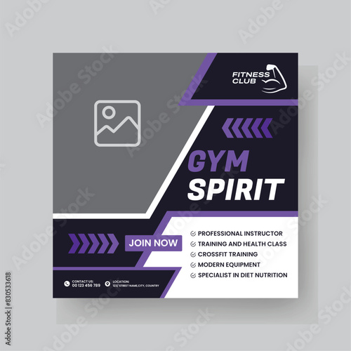 Gym and Fitness Social Media Post Template Design.