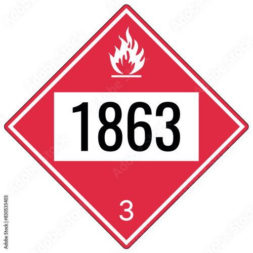 Hazardous material sign class 3 hazardous substance, flammable and combustible liquids - 1863