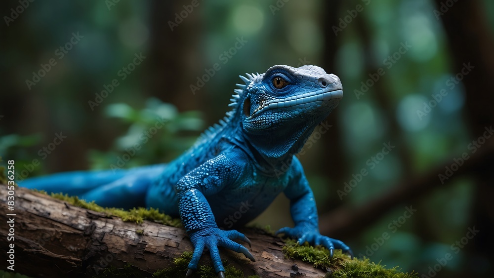 portrait of a blue lizard relaxing in a big tree portrait of a blue lizard relaxing in a big tree