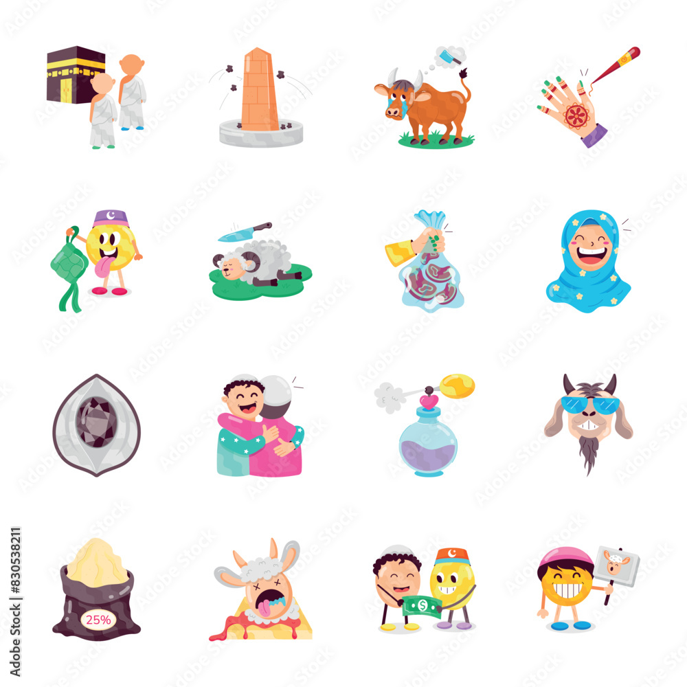 Eid Celebration Flat Stickers Eid Celebration Flat Stickers