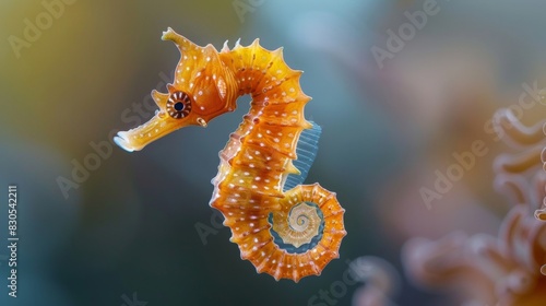 Majestic Orange Seahorse in a Serene Underwater Setting