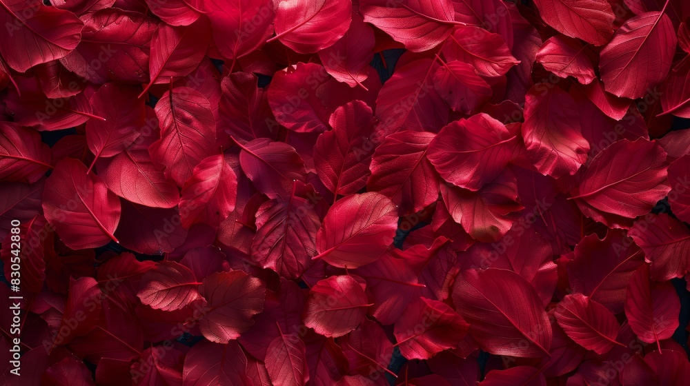 A multitude of scarlet leaves scattered across for a vivid wallpaper or wall decor in an intensely red room adorned generously with red foliage A multitude of scarlet leaves scattered across for a vivid wallpaper or wall decor in an intensely red room adorned generously with red foliage