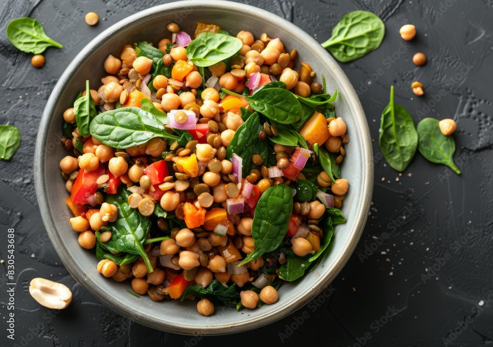 Healthy Salad Bowl with Chickpeas and Spinach for Fitness Enthusiasts Generative AI Healthy Salad Bowl with Chickpeas and Spinach for Fitness Enthusiasts Generative AI