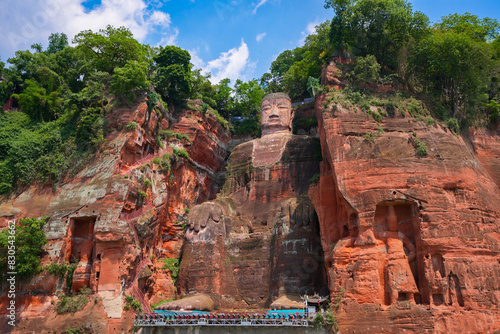 The Giant Leshan Buddha, in the southern part of Sichuan, China, near the city of Leshan, is the biggest and tallest stone Buddha statue in the world photo