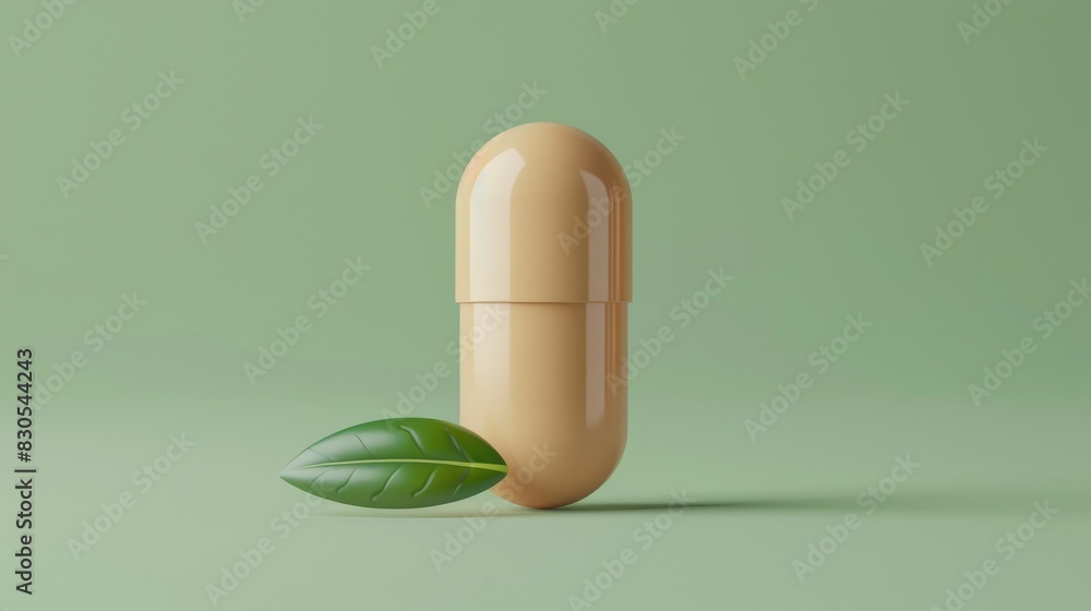 Fresh green leaves of pills and capsules on green background. Fresh green leaves of pills and capsules on green background.