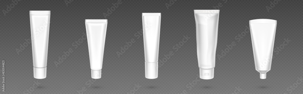 White cosmetic tube mockup. Cream plastic container vector mock up ...