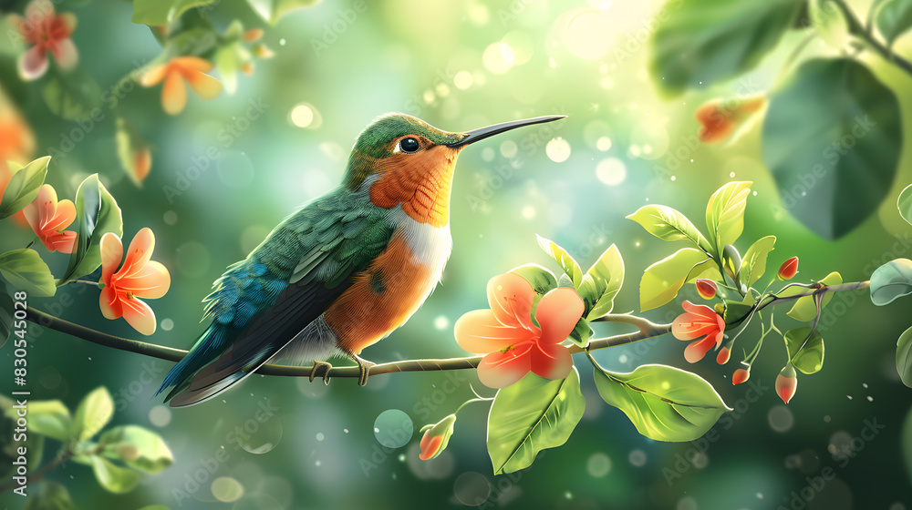 Naklejka premium A striking hummingbird hovering