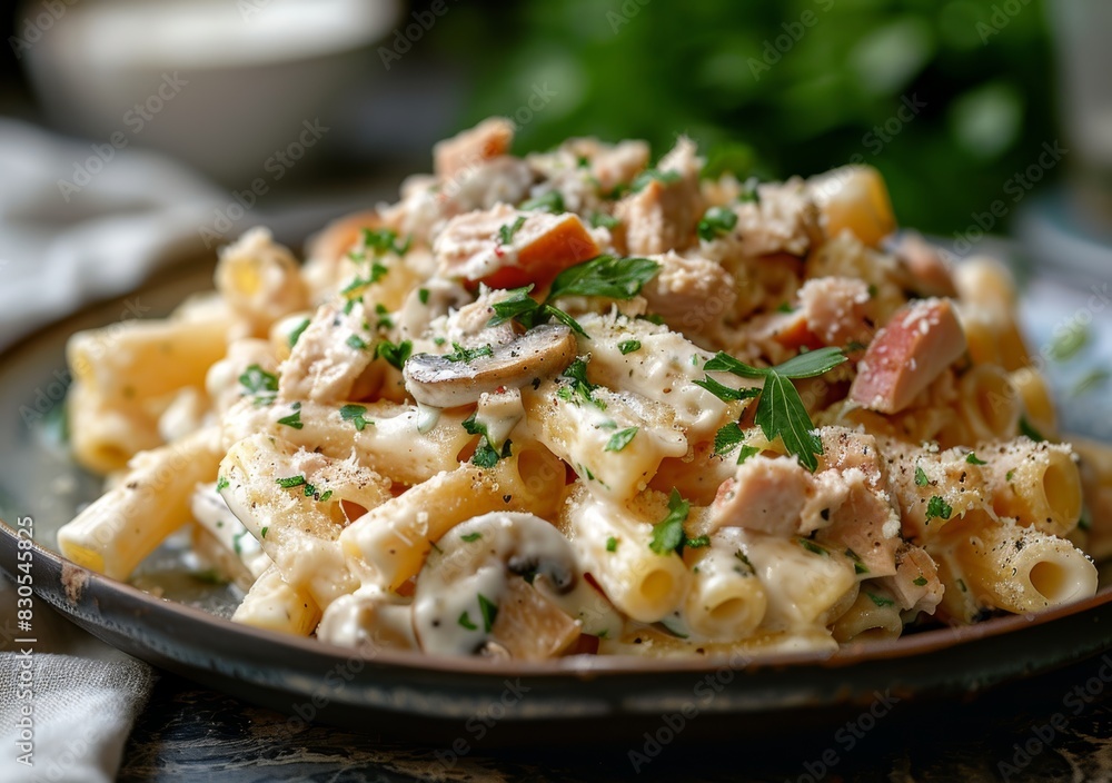 Delicious Pasta Dish with Tuna and Mushrooms for a Quick Meal Generative AI Delicious Pasta Dish with Tuna and Mushrooms for a Quick Meal Generative AI