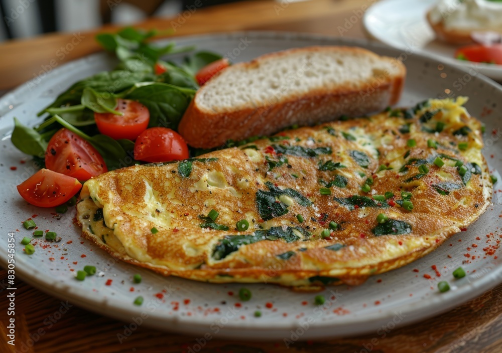 Delicious Breakfast Setup with Omelette and Bread Generative AI Delicious Breakfast Setup with Omelette and Bread Generative AI