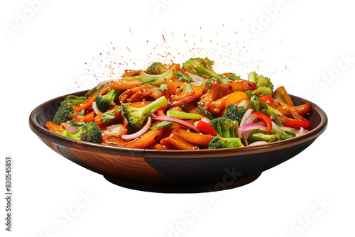 A Burst of Color: Vibrant Stir-Fry Delight on White or PNG Transparent Background.