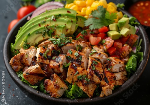Delicious Salad with Grilled Turkey and Avocado Generative AI