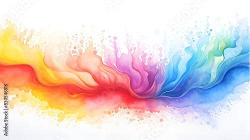 Digital rainbow colors watercolor curves abstract graphic poster background