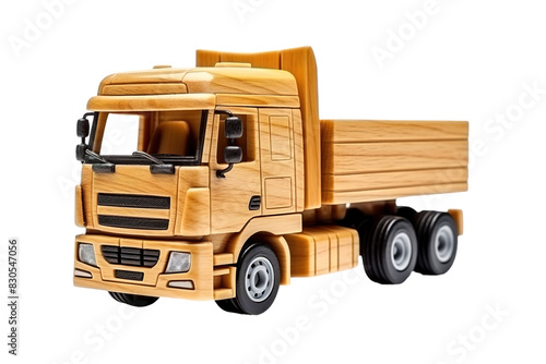 The Majestic Wooden Truck: A Model of Vintage Transportation on White or PNG Transparent Background.