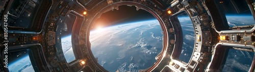 Panoramic View from Inside Space Shuttle Cargo Bay During Satellite Deployment Mission photo