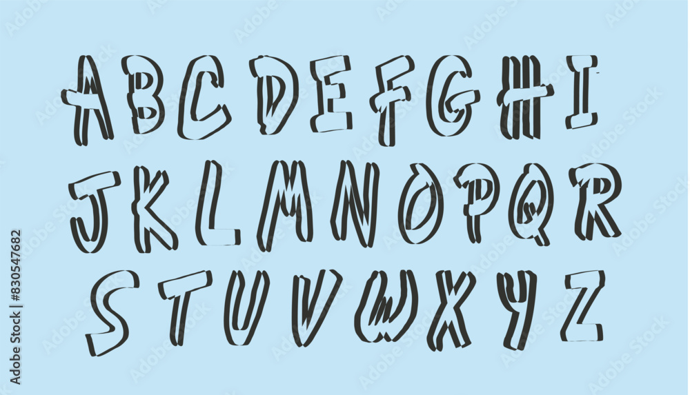 Outline alphabet letters collection, grunge font Outline alphabet letters collection, grunge font