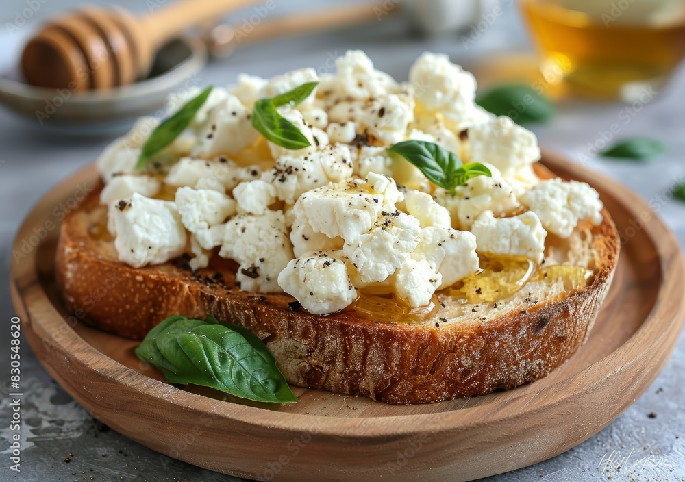 Delicious Toast with Goat Cheese and Fresh Herbs Generative AI Delicious Toast with Goat Cheese and Fresh Herbs Generative AI