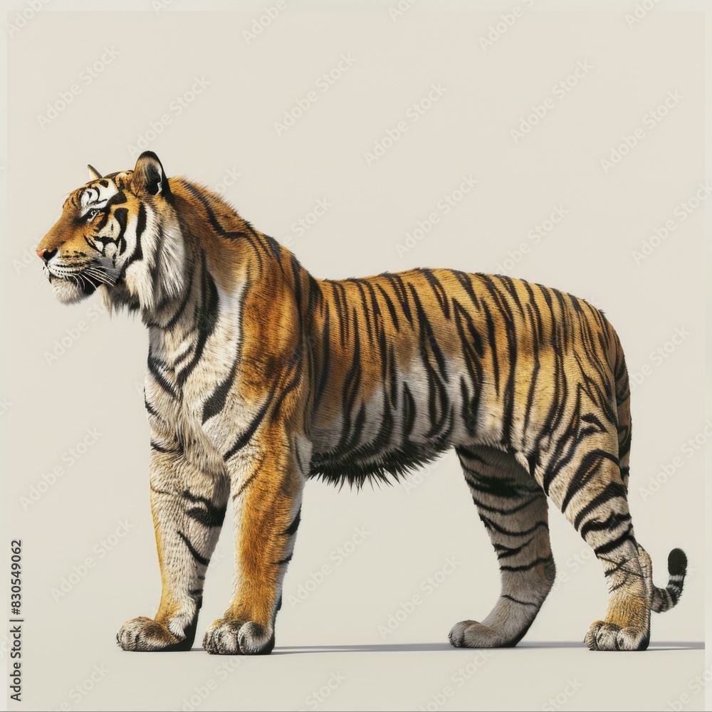Fototapeta premium Realistic Tiger Illustration in Profile View