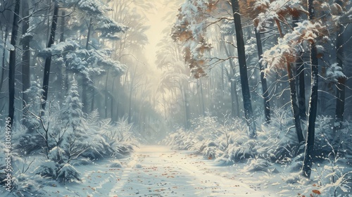 Winter forest walk in a beautiful landscape view © TheWaterMeloonProjec