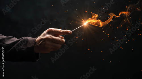 A hand holding a magic wand