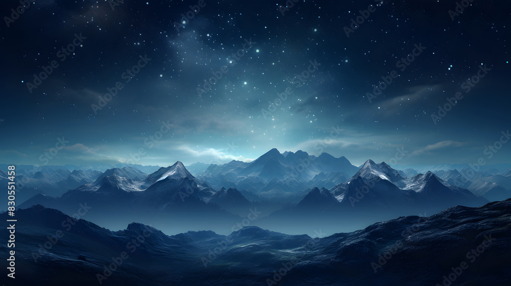 digital cyan blue night mountains and stars design graphics poster background digital cyan blue night mountains and stars design graphics poster background