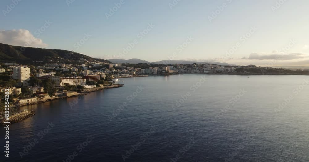 Epic Aerial View of Luxurious Oceanfront Resort in Mallorca, Spain Epic Aerial View of Luxurious Oceanfront Resort in Mallorca, Spain