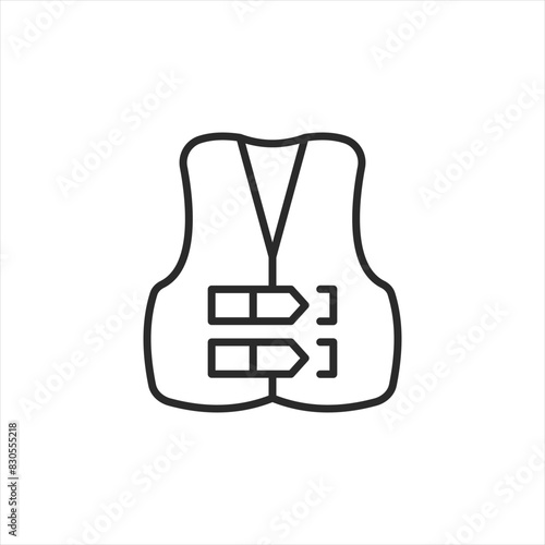 Life jacket safety icon. Simple illustration of a personal flotation device, commonly used in water activities for safety and emergency situations. Ideal for maritime designs. Vector illustration