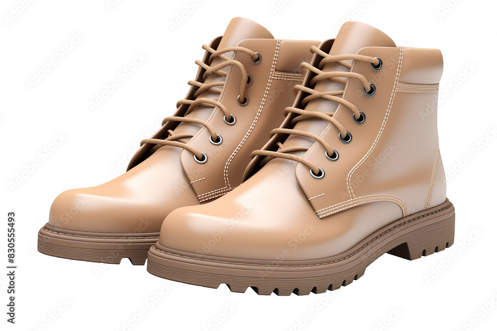Whispering Secrets: A Pair of Beige Boots on White or PNG Transparent Background. Whispering Secrets: A Pair of Beige Boots on White or PNG Transparent Background.
