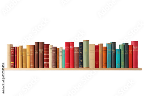 Literary Symphony: A Harmonious Row of Books on White or PNG Transparent Background.