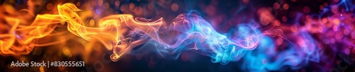 Multi colored smoke texture on a black background. Texture and abstract art