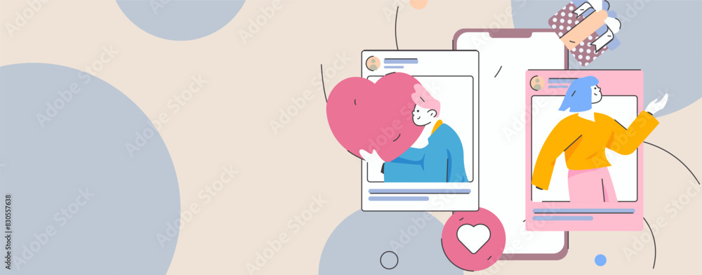 Virtual characters social communication concept business flat vector hand drawn illustration
Virtual characters social communication concept business flat vector hand drawn illustration