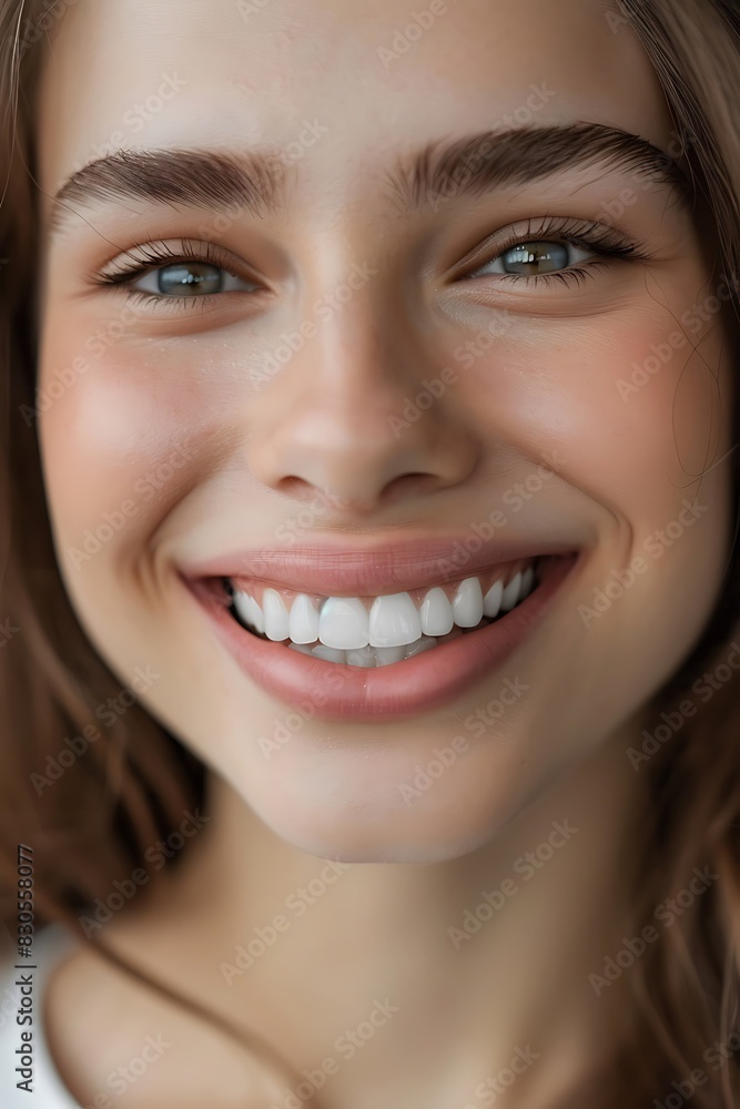 Close-up of a smiling woman with white teeth Close-up of a smiling woman with white teeth