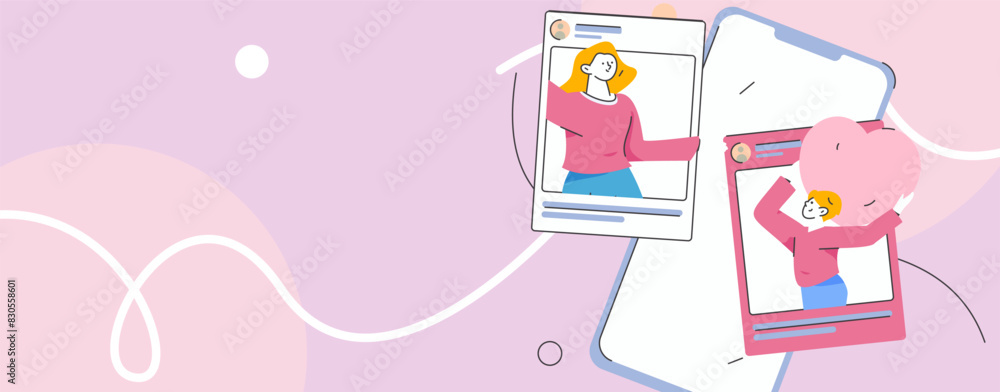 Virtual characters social communication concept business flat vector hand drawn illustration
Virtual characters social communication concept business flat vector hand drawn illustration