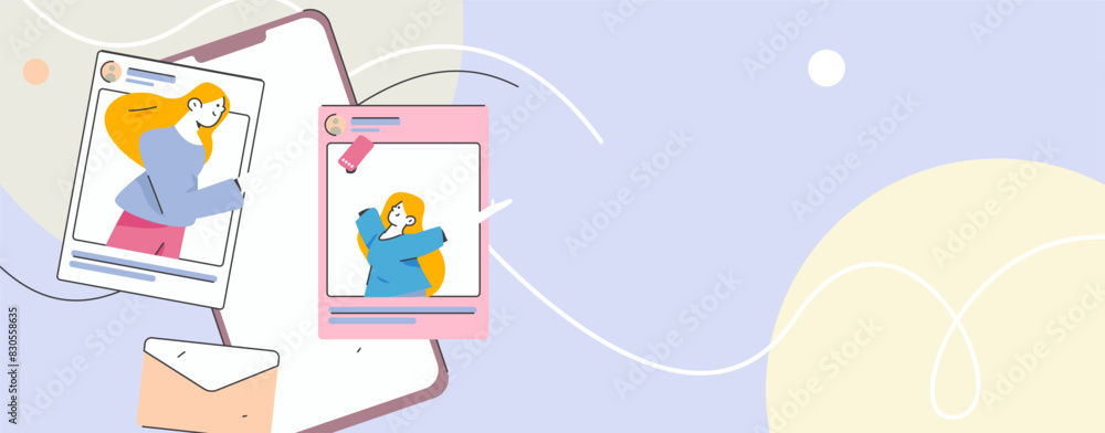 Virtual characters social communication concept business flat vector hand drawn illustration
Virtual characters social communication concept business flat vector hand drawn illustration