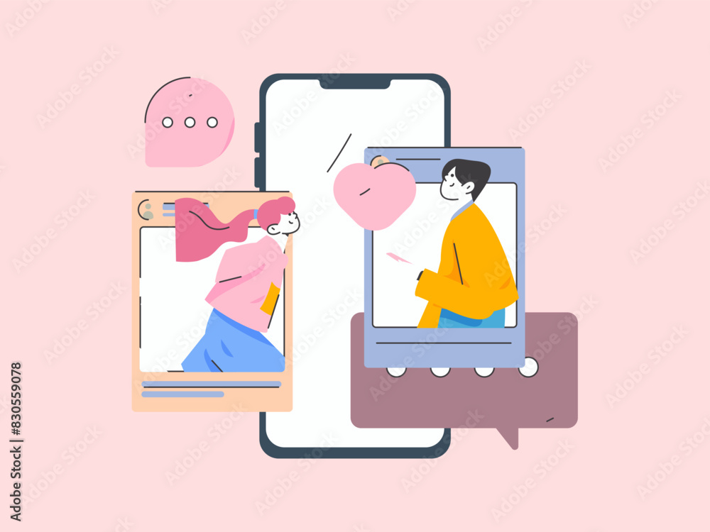Virtual characters social communication concept business flat vector hand drawn illustration
Virtual characters social communication concept business flat vector hand drawn illustration