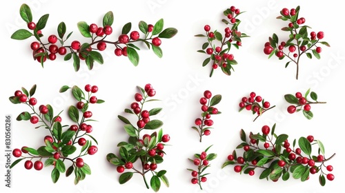 Red Berries on Branches with Green Leaves  Generative AI