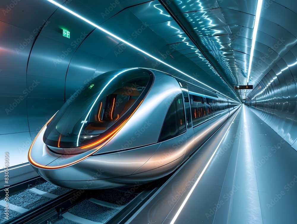 High speed hyperloop station with passengers boarding a pod for rapid transit modern technology concept showcasing efficient and sustainable public High speed hyperloop station with passengers boarding a pod for rapid transit modern technology concept showcasing efficient and sustainable public