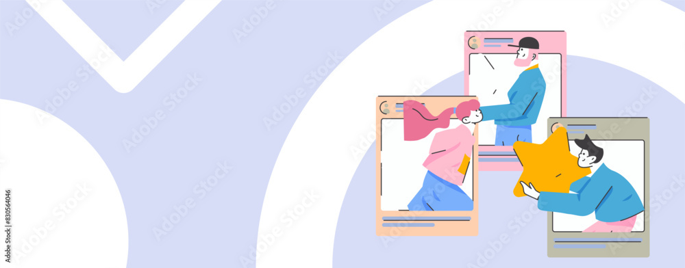 Virtual characters social communication concept business flat vector hand drawn illustration
Virtual characters social communication concept business flat vector hand drawn illustration