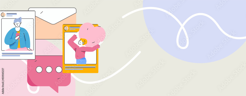Virtual characters social communication concept business flat vector hand drawn illustration
Virtual characters social communication concept business flat vector hand drawn illustration