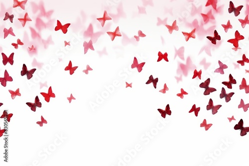 Heart with pink and red butterflies confetti love valentine concept isolated white background