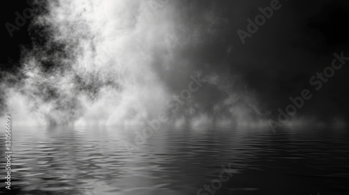 Misty Landscape Over Calm Waters, Generative AI