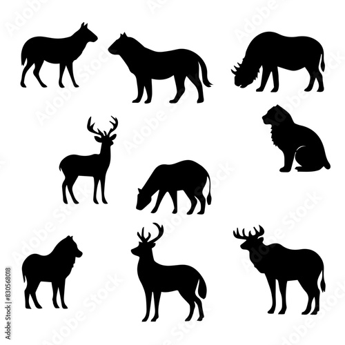 animals set vector design logo silhouette